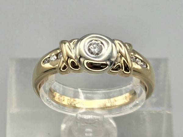 Vintage bi-color design ring met diamanten Ca: 0.12 ct. 2026/456