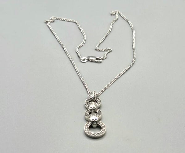 Zilveren Art Deco hanger swarovski en ketting. 2026/460