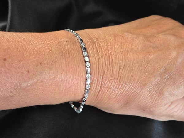 Zilveren fantasie tennisarmband met zirkonia. 2026/503