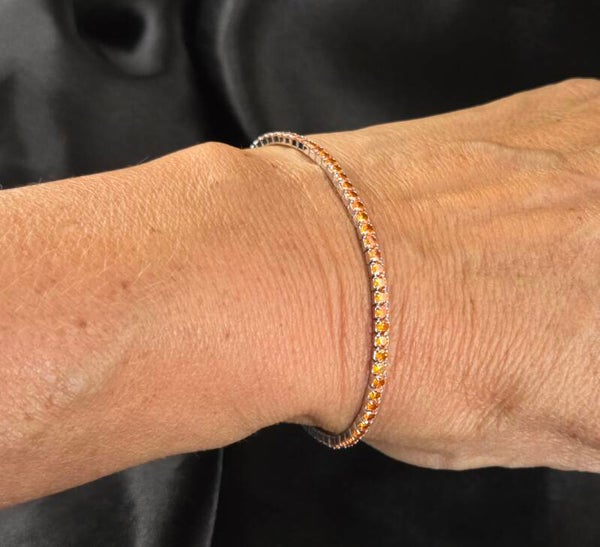 Zilveren stretch tennis bracelet met madeira citrien zirkonia's. 2026/525