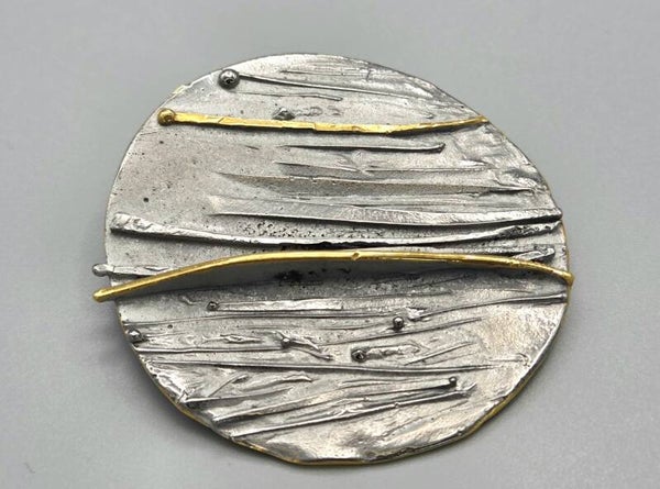 Zilveren modernistische ronde broche/hanger. 2026/550