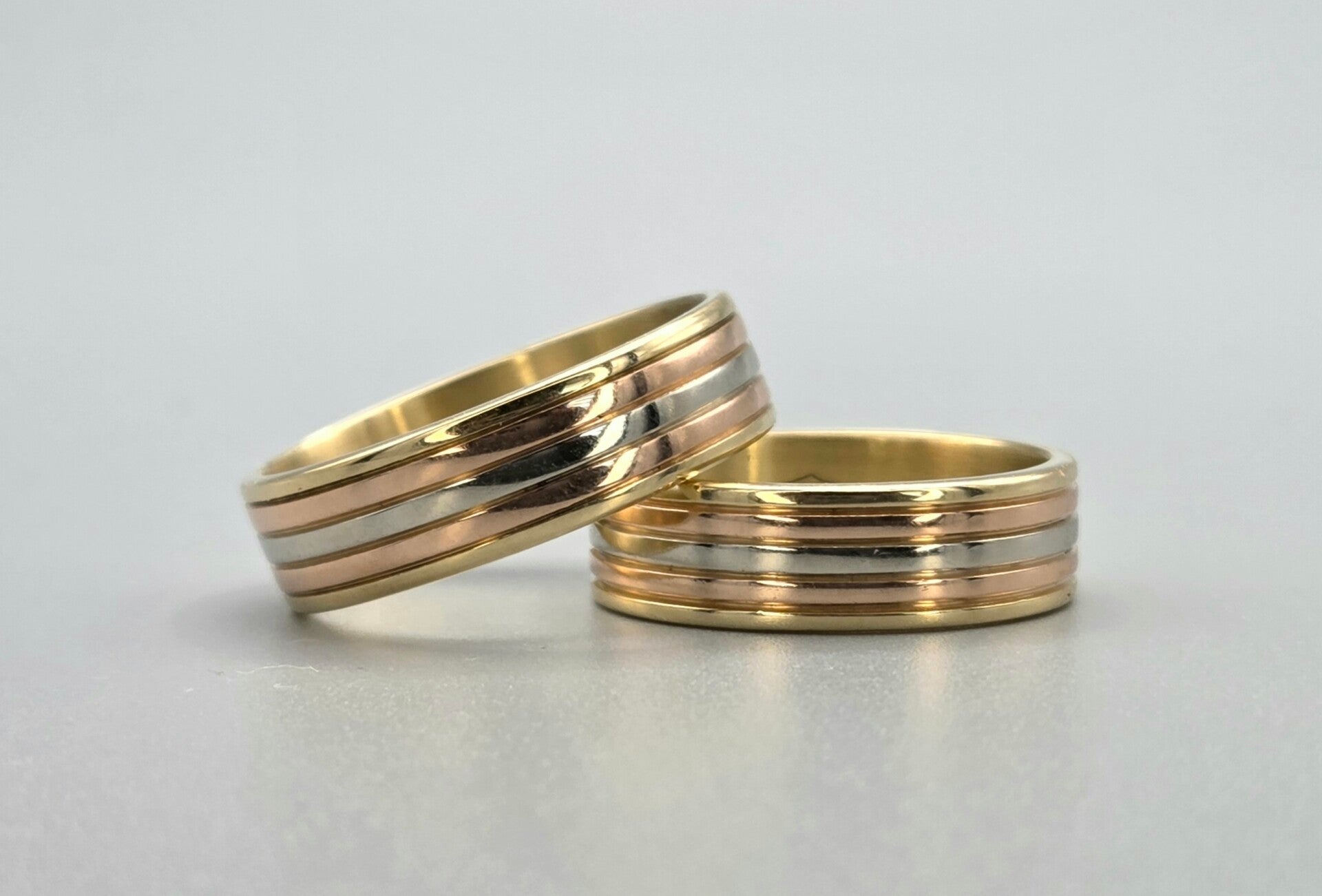 Vintage tri-color trouw ringen set. 2026/549