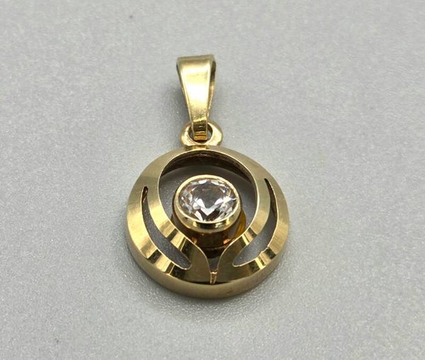 Vintage gouden hanger met zacht rosé morganiet. 2026/570