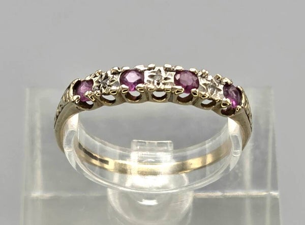 Vintage ring met edelstenen robijn en diamanten. 2026/591