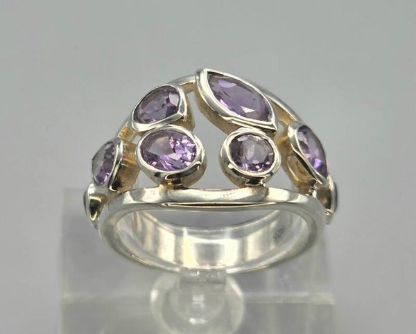 Zilveren Design Ring met Edelstenen Amethist. 2026/649