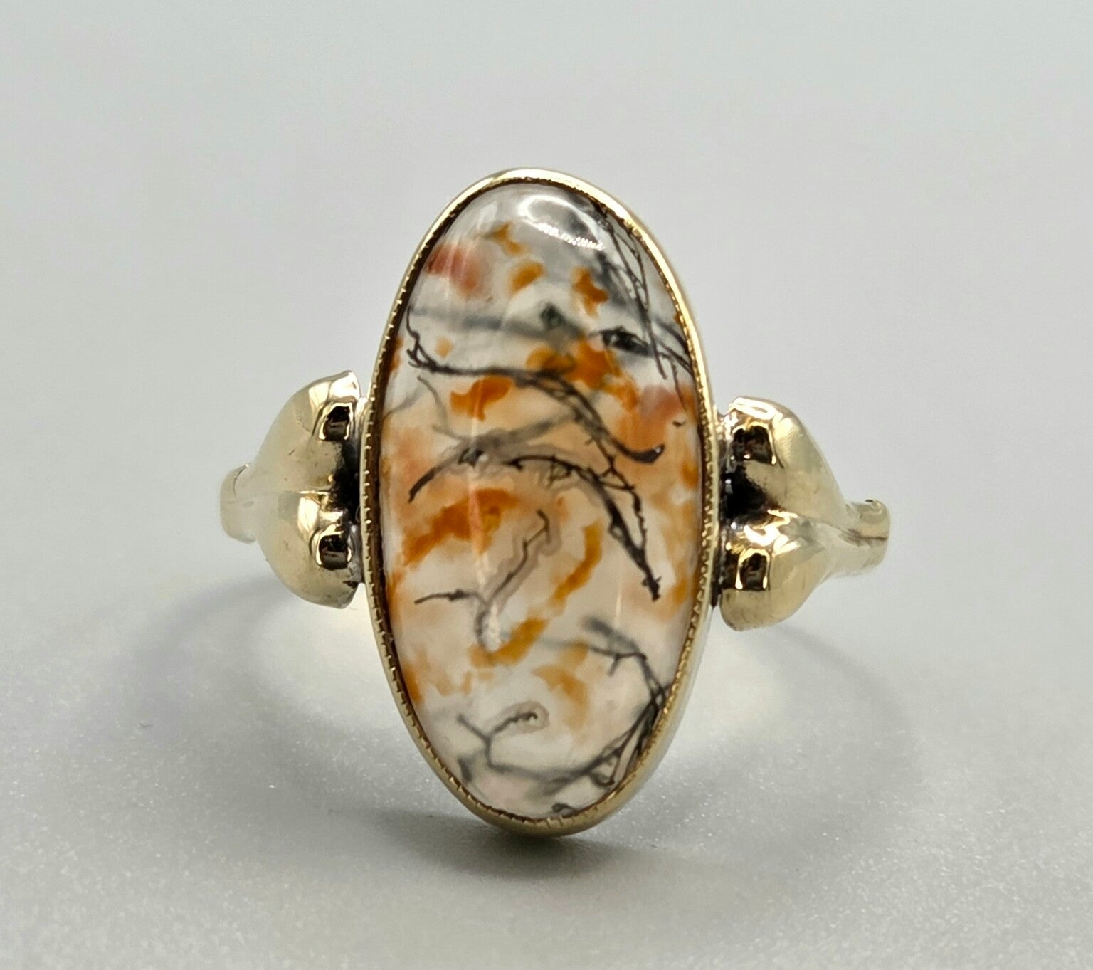Vintage ring met edelsteen mosagaat. 2026/599