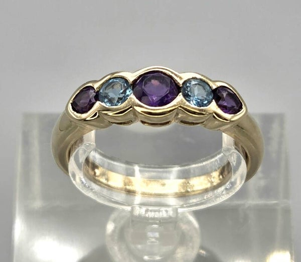 Vintage ring met edelsteen topaas en amethist.  2026/622