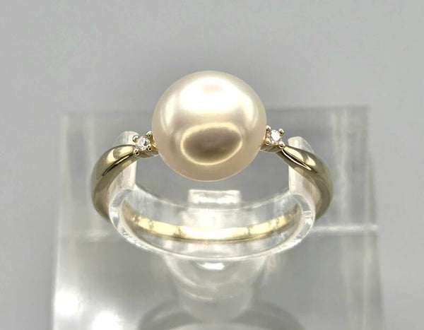 Vintage  ring met zoet water parel en diamanten. 2026/661