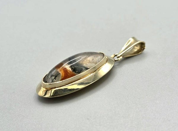 Vintage gouden hanger met mosagaat. 2026/614