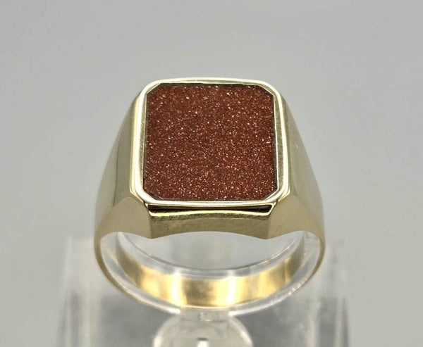 Vintage gouden heren zegelring met goudsteen. 2026/669