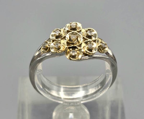Zilveren vintage ring met diamanten. 2026/668