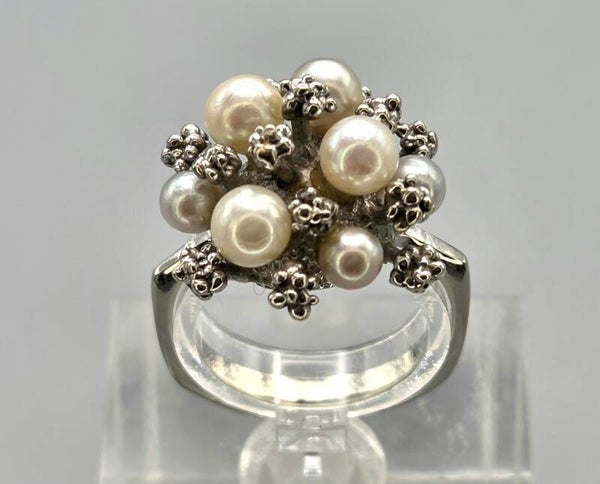 Vintage cocktailring met parels. 2026/677
