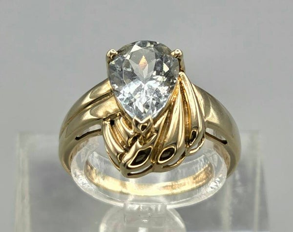 Vintage ring in art deco stijl met edelsteen aquamarijn. 2026/729. Mt: 16.5