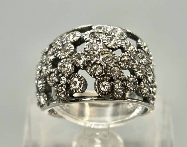 Zilveren design ring met Swarovski. 2026/723. Mt: 17.5