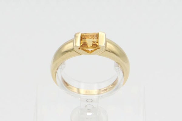 Gouden vintage ring met citrien. Maat: 17.25. 2021/79.