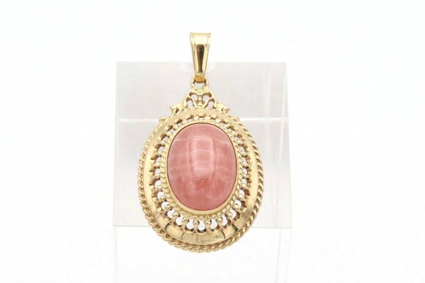 Gouden vintage hanger met rodochrosiet.