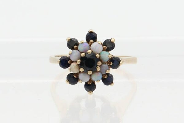 Vintage ring met opaal en saffier. Maat: 18.25. Nr: 2021/278