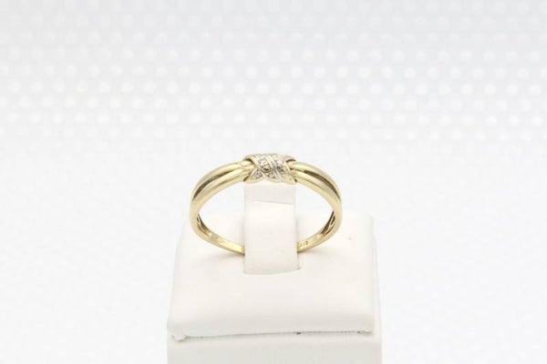 14 Karaat. Gouden vintage ring met diamanten. Maat: 17.6. Nr: 2020/135.