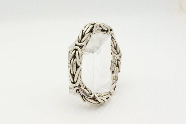 Vierkante koningsarmband zilver/ 10mm breed. Nr: 2021/396.