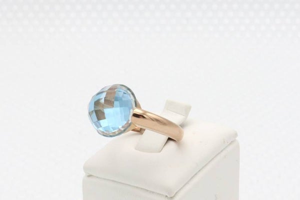 14 Karaat. Gouden vintage ring met aquamarijn. Maat: 18. Nr:2020/294.