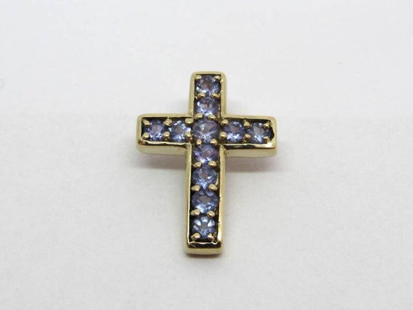 Vintage hanger kruis met 11x tanzaniet. 19/A235.