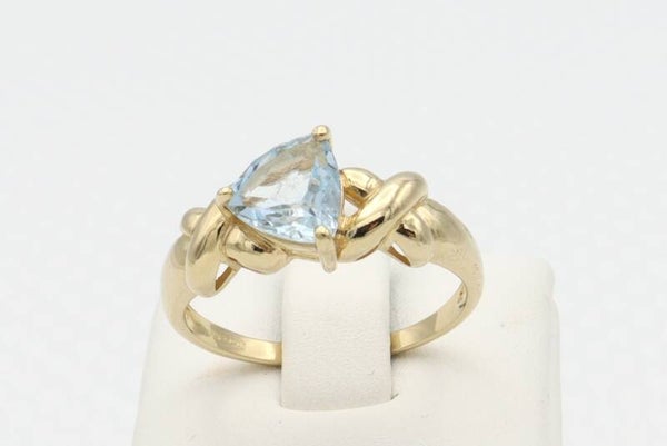 9 Karaat. Vintage ring met aquamarijn. Maat: 17.25. Nr: 2020/338.