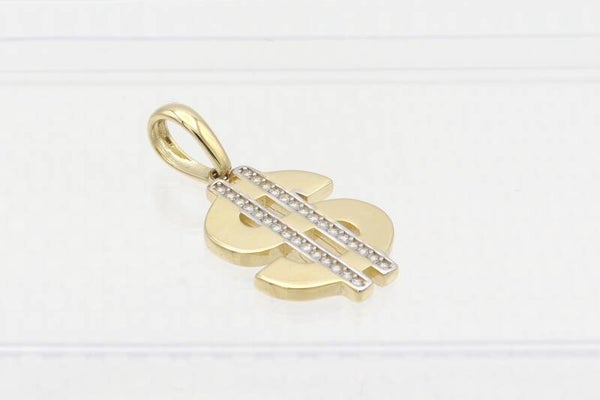 Gouden dollar hanger met moissanite diamonds. 2020/442.