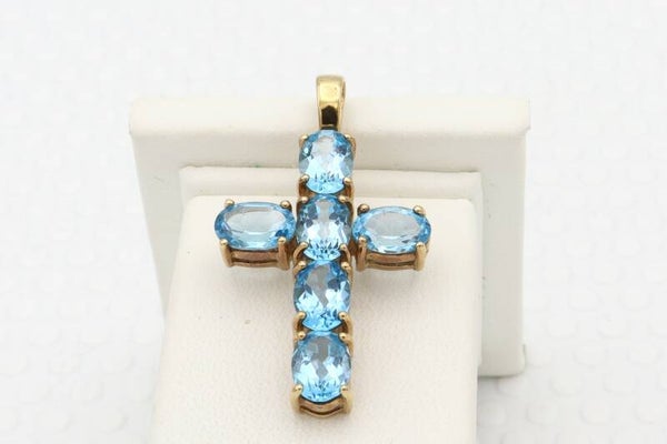 9 Karaat. Vintage hanger met topaas en certificaat. Nr:2020/499.