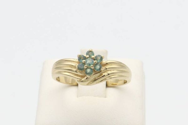 9 Karaat. Vintage ring met groene amethist. Maat: 17.2. Nr: 2020/686.