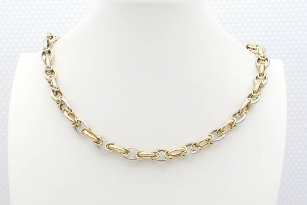 Gouden bi-color ketting in fantasie stijl. 2020/777.