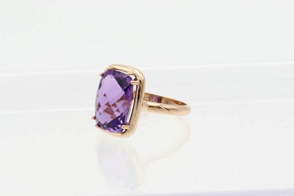 Rosé gouden vintage ring met amethist. Maat: 18.2. Nr: 2020/784.