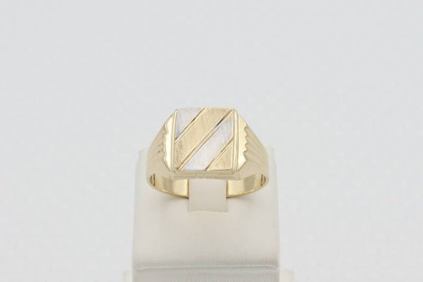 Gouden bi-color heren ring. Maat:20.6. 2020/830.