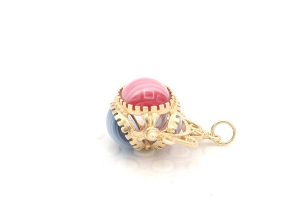 Vintage  draaibare hanger met drie kleuren streepagaat. 2022/223