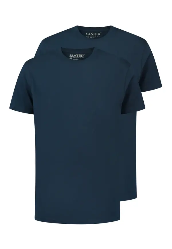 Slater Shirts Basic Ronde Hals | 2 pack Navy