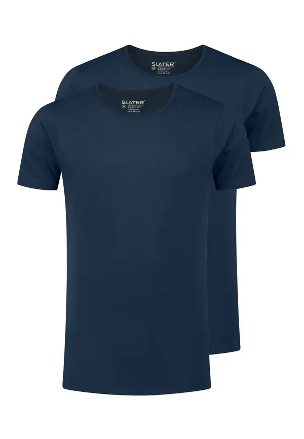 Slater Shirts Basic Fit Ronde Hals | 2 pack Navy