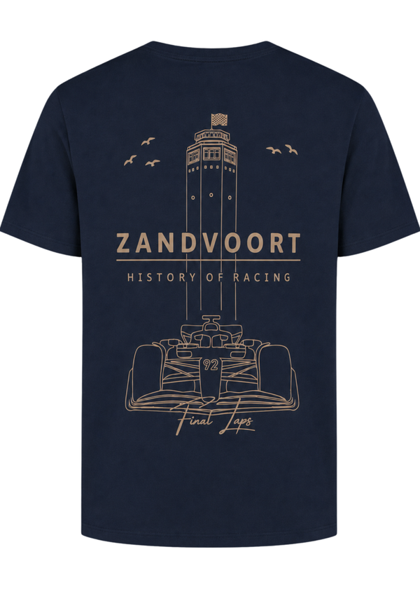 Zandvoort History of Racing T-shirt | Final Laps Navy & Mocha