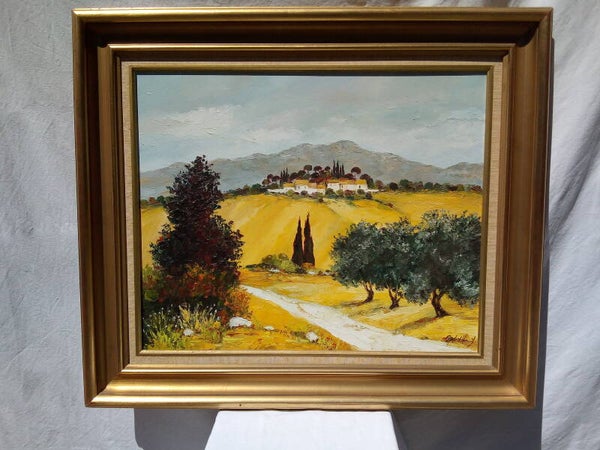 Peinture à l'huile sur toile, paysage provençal, signée CAPDEVILLE peintre Français