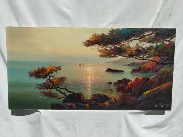 Peinture à l'huile sur toile signée Kéféllec, peintre français breton, années 60/70