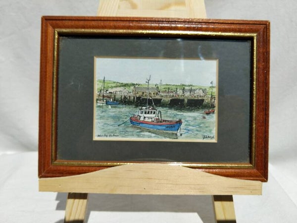 Aquarelle sur papier signée représentant West Bag Harbor dans le Maine (USA)