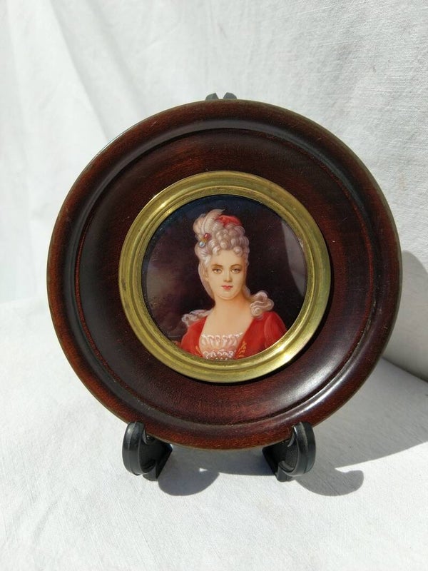 Peinture à l'huile miniature signée HIL circa 1950