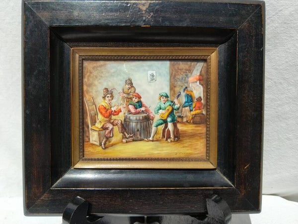 Peinture à l'huile miniature, signée, dans le goût du 17éme siècle, qualité exceptionnelle