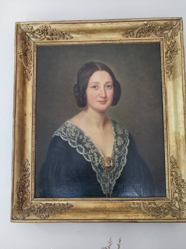 Peinture à l'huile sur toile signée A.Limal, datée (18)89, portrait de "Félicie Cousin"