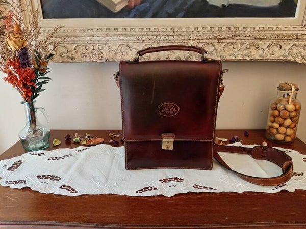Sacoche cuir homme vintage marque Calesa, sac cuir à bandoulière
