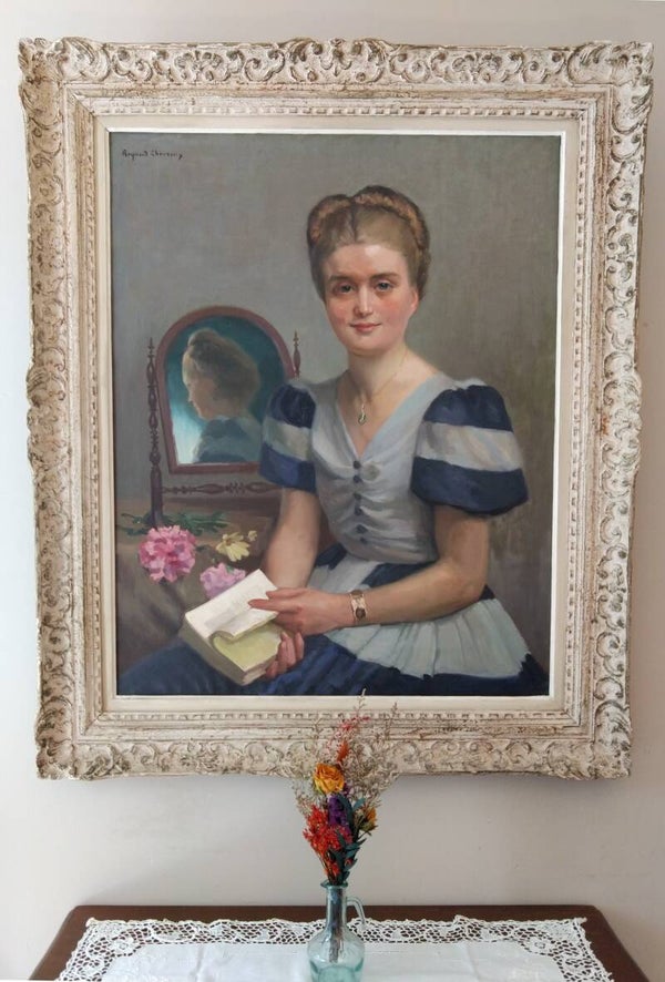 Peinture à l'huile sur toile signée Raymond Lheureux (1890-1965), "Françoise", fille de l'artiste vers 1940