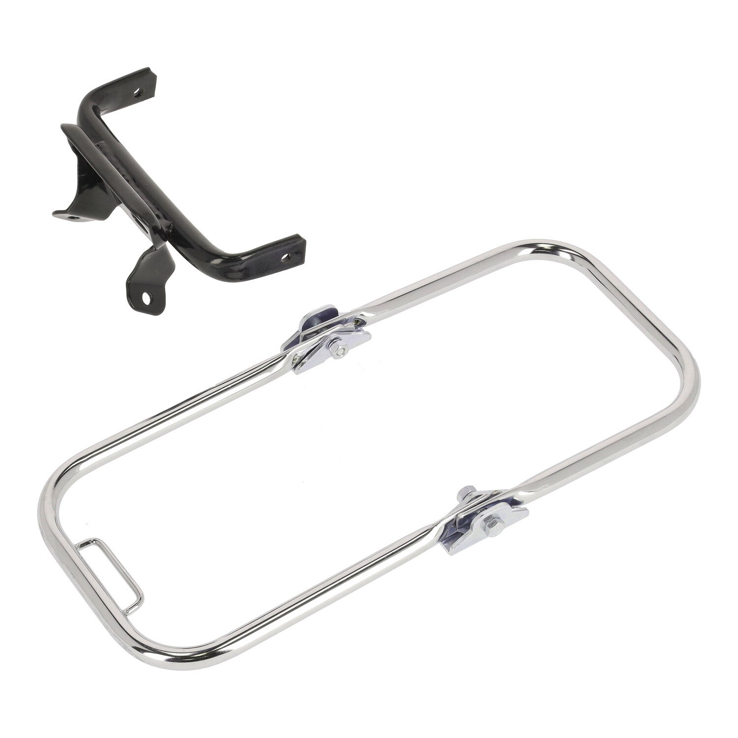 SET Gepäckträger - langer Stützbügel, verchromt - Schutzblechhalter in schwarz - für S50, S51, S70