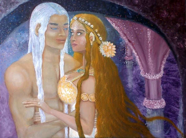Copy olieverf schilderij op canvas Twinsoul Love