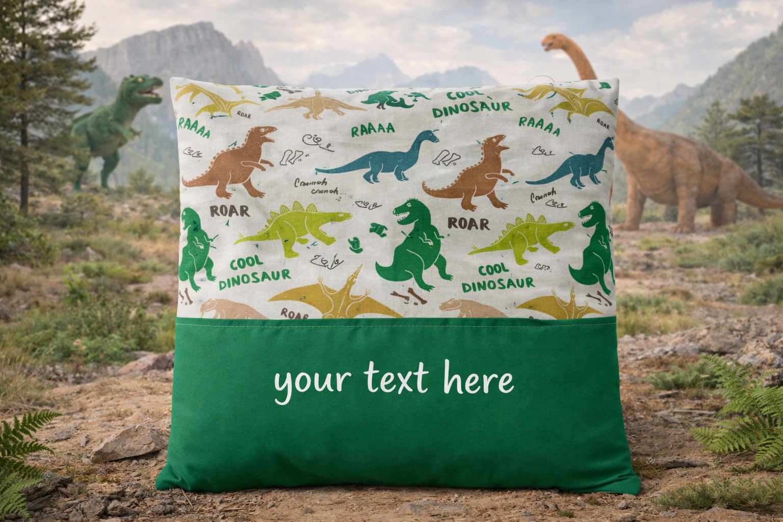 Dinosaur Reading Pillow Cushion Cover