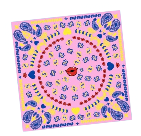 Roze bandana blauw/geel