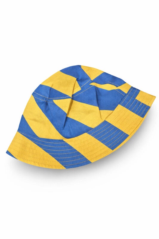 Vissershoedje blauw/geel