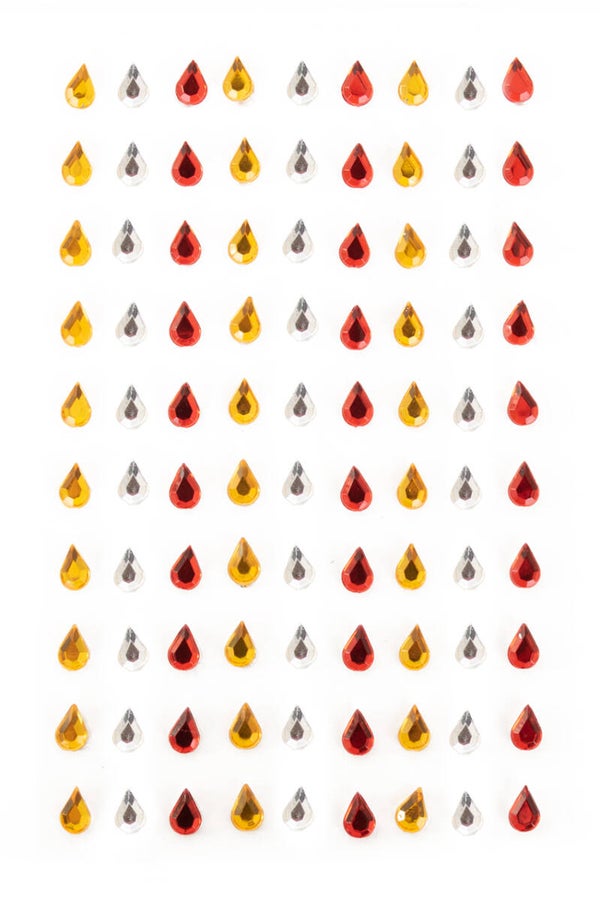 Gezichtsteentjes Druppel rood-wit-geel